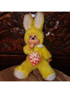 Vintage Easter Pets Yellow Bunny Doll Plush By Easter Unlimited With Tags